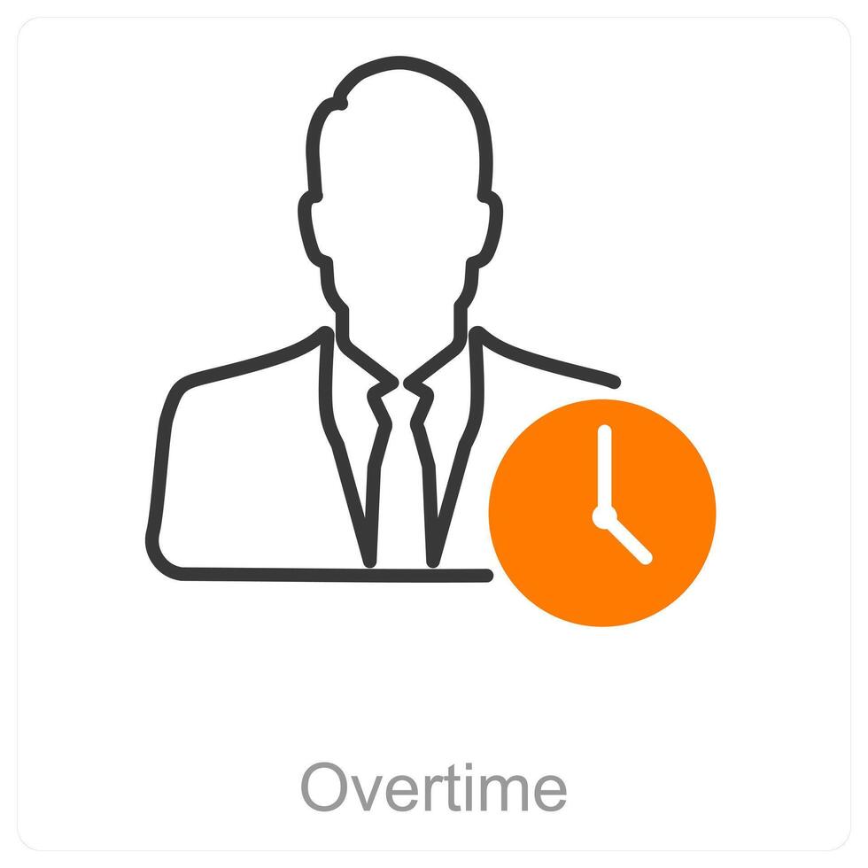 Overtime and clock icon concept vector