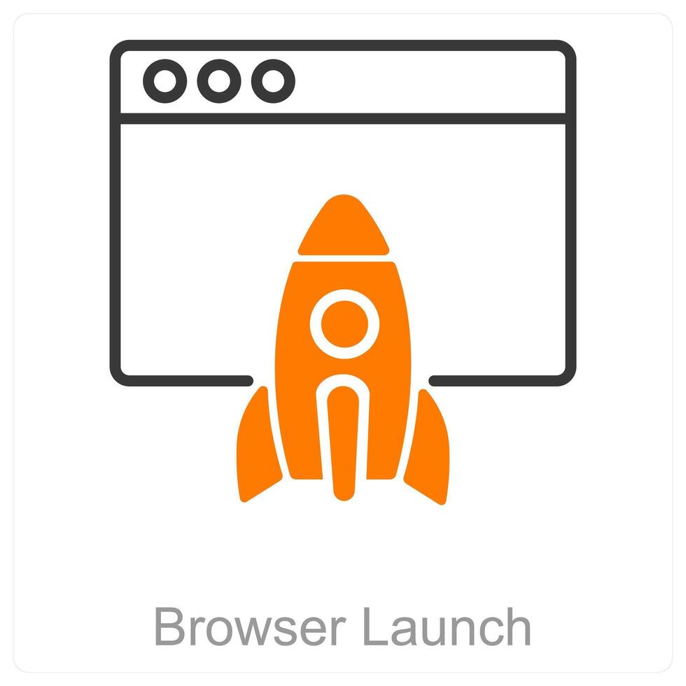 Browser Launch and launch icon concept vector