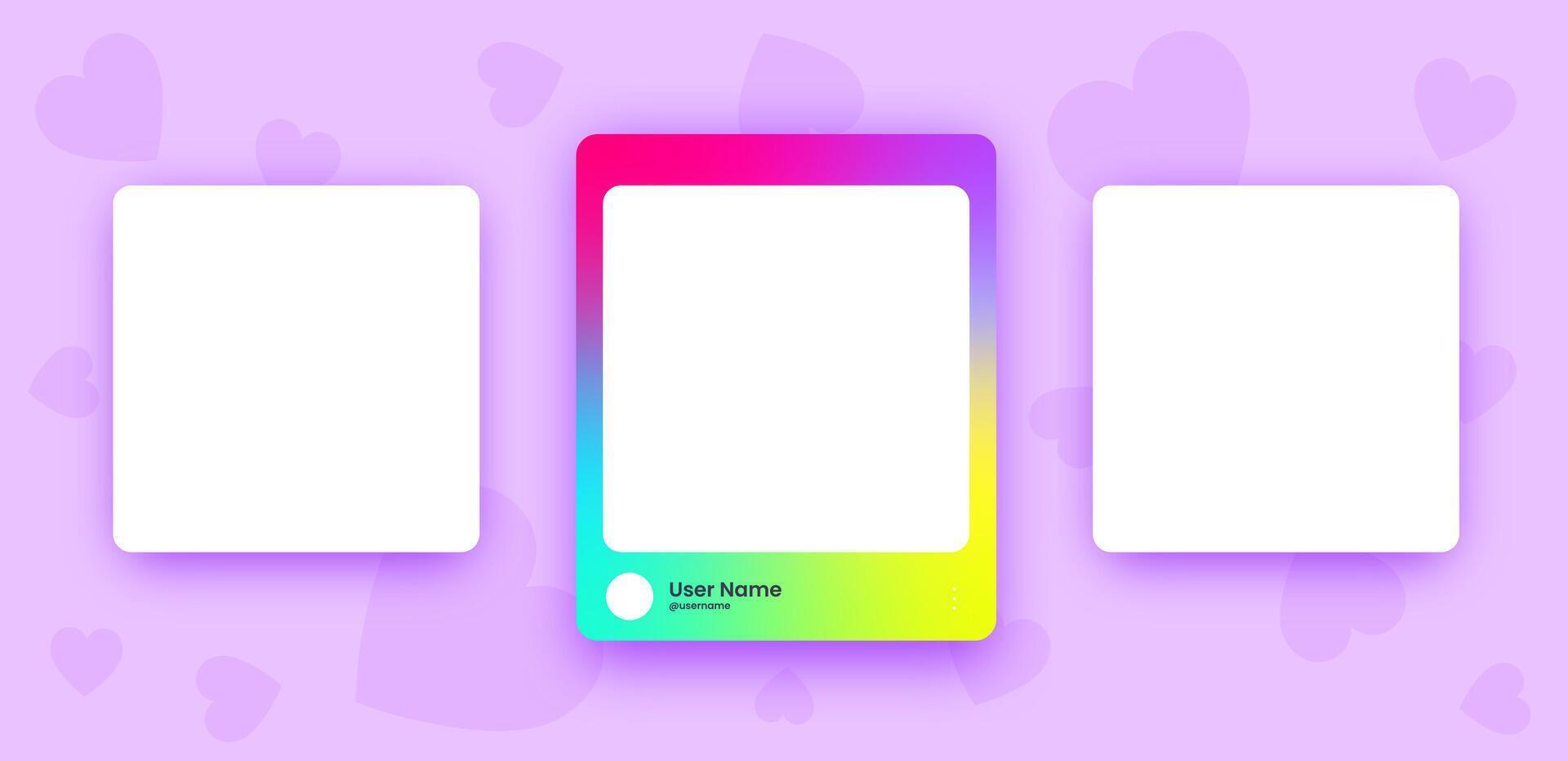 Social media frame collection template. Colorful social media interface. vector