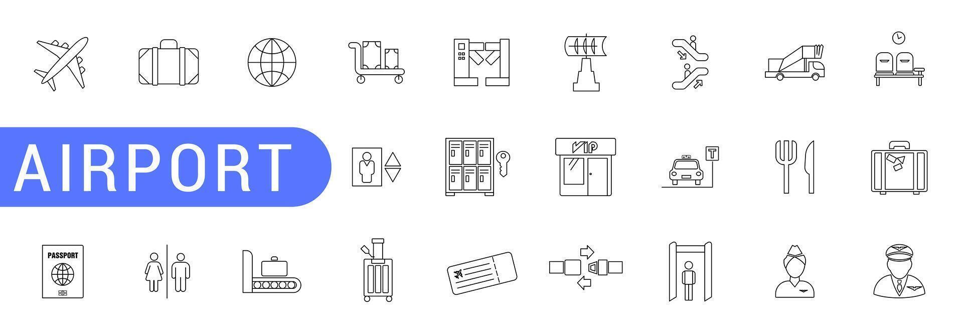 A simple set of icons related to the airport. Contains various icons related to the airport. vector