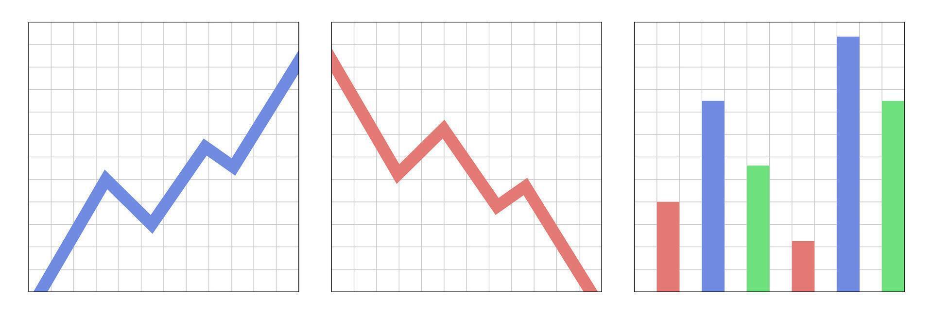 Chart of financial ups and downs. Diagrams. Icons for business. vector