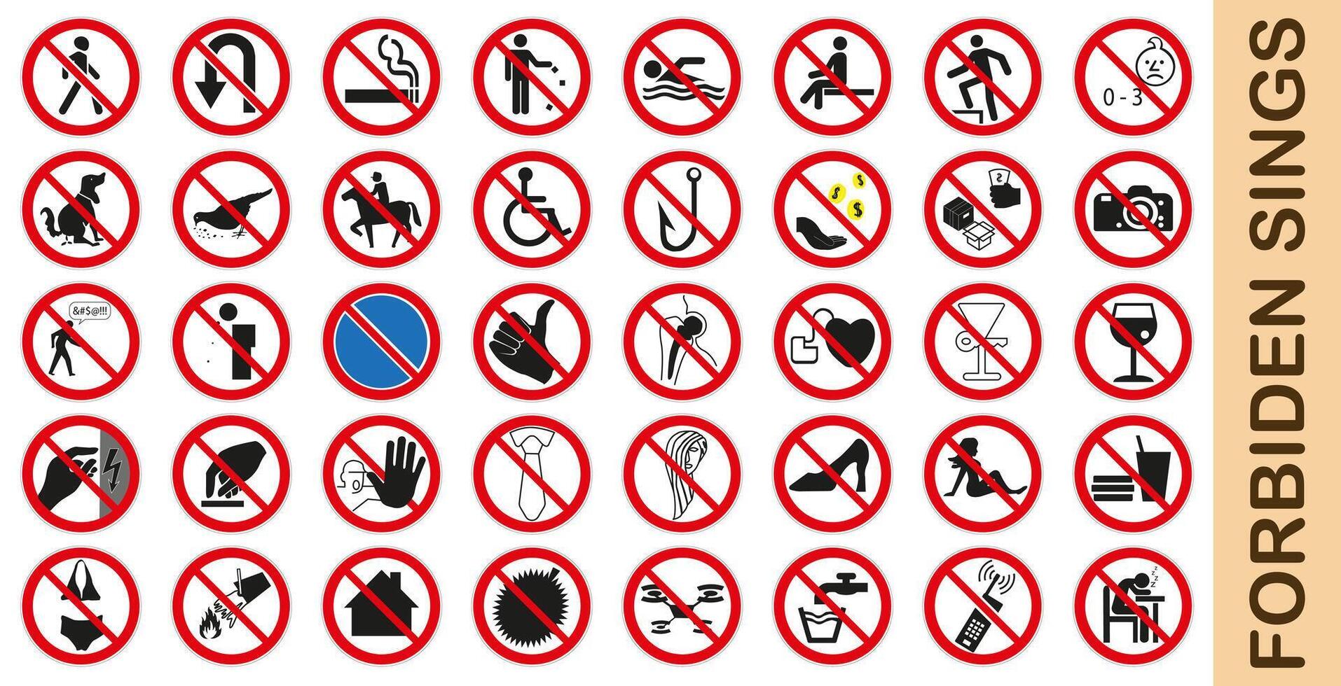 Set of prohibition signs. Prohibition signs. Set of illustration. vector