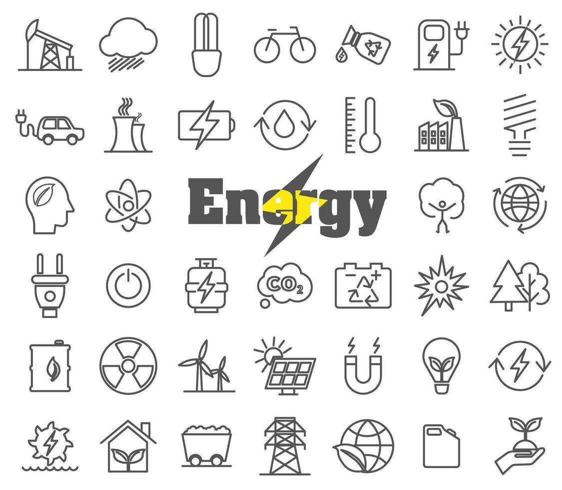 A set of icons of various energy. Power and energy icon set. vector