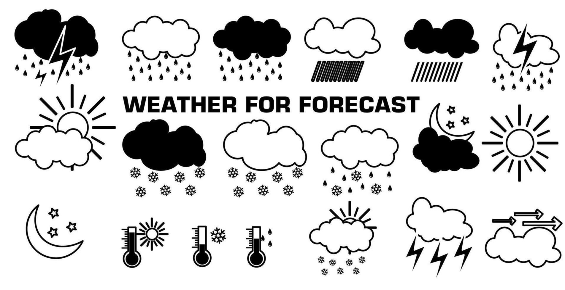 Set of weather icons in linear style. Weather forecast. Weather. illustration. EPS 10. vector