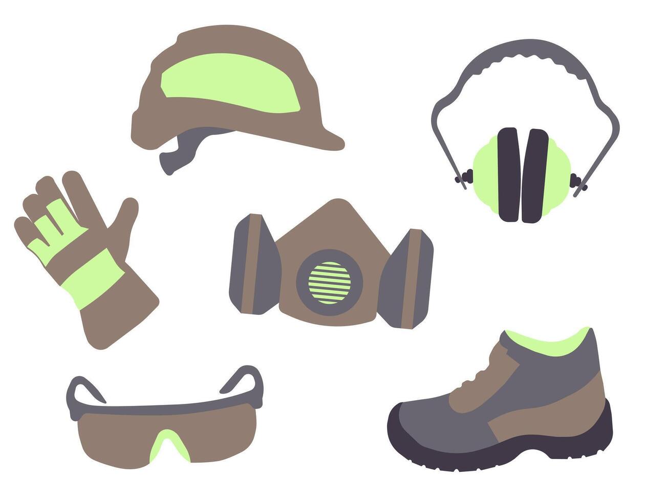 Various items of special protective clothing. Working form. Professional protective clothing. vector