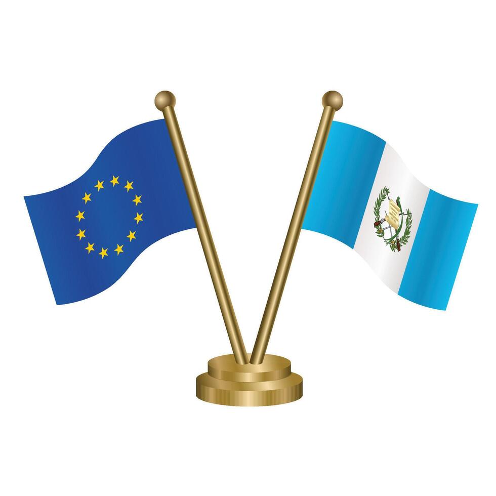 European Union and Guatemala table flags. vector