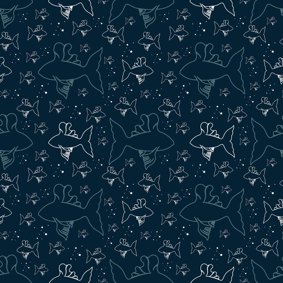 Seamless sea fish pattern vector