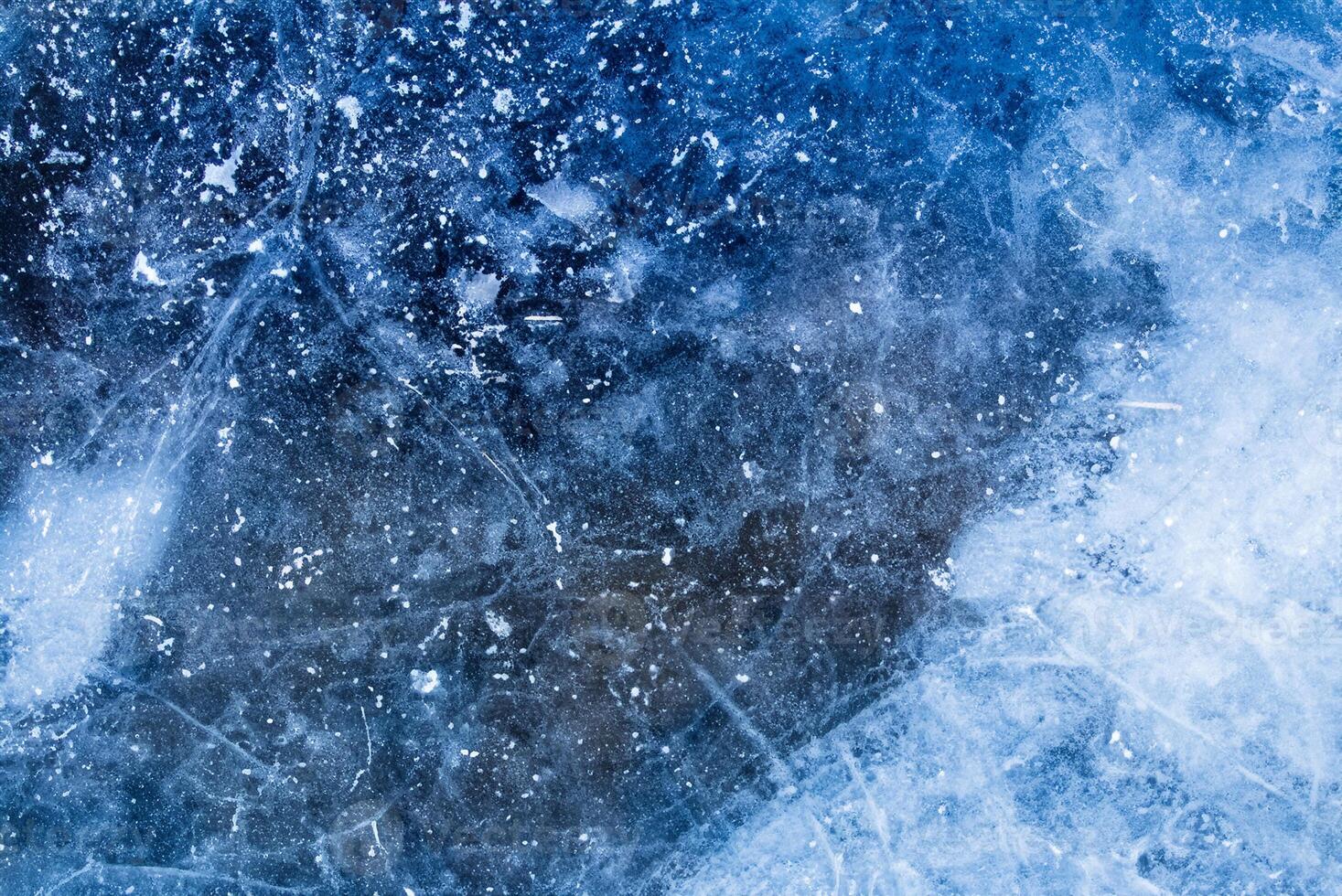 Blue Frozen Water Transforms into Crystalline Ice Texture, Nature's Cold Transformation photo