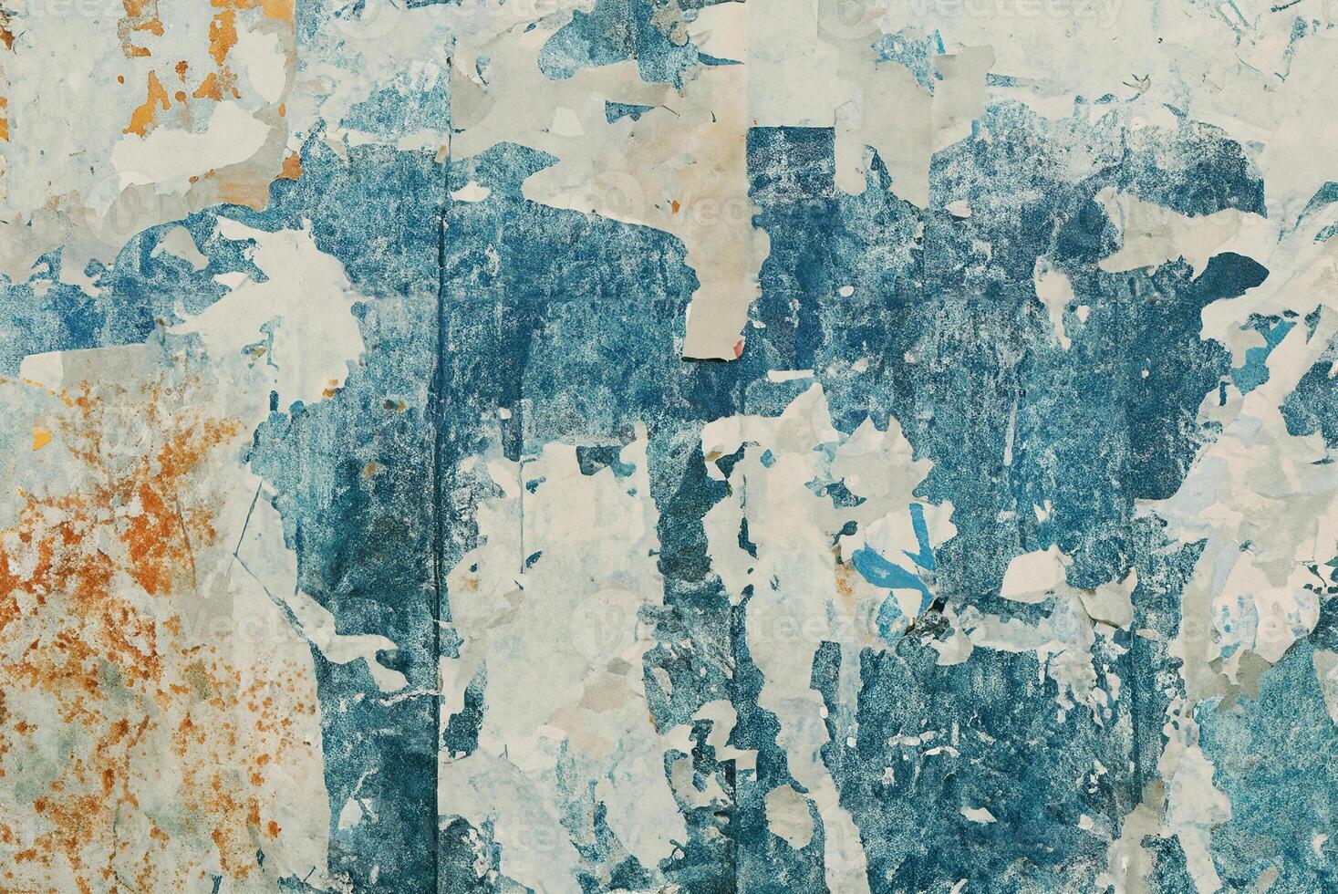 Crumpled Poster Texture, Abstract Grunge Background from Worn Billboard Advertisement photo