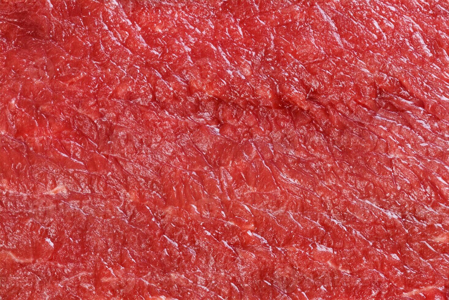 Close-up Shot of Fresh Raw Beef Meat, Detailed Macro Texture or Background photo
