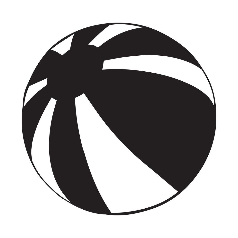 Beach Ball Outline Illustration in black and white vector