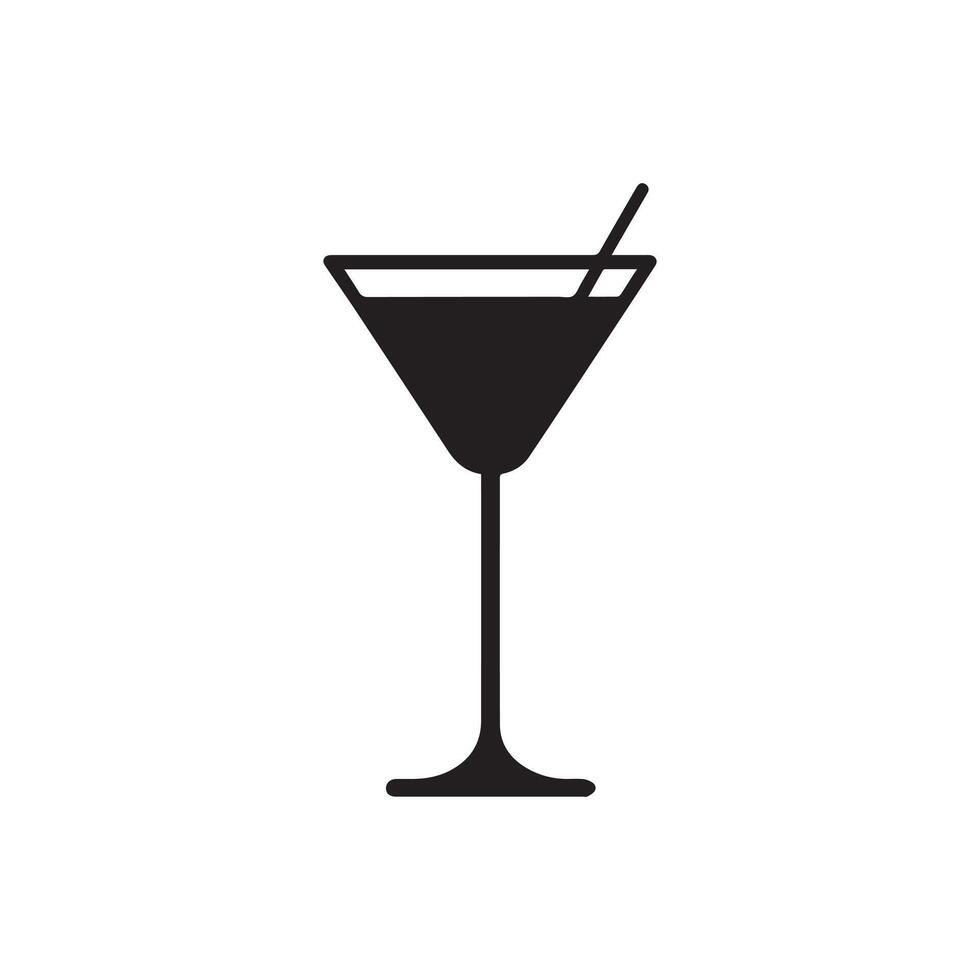 Cocktails silhouette - Summer Drinks Outline Illustration in black and white vector