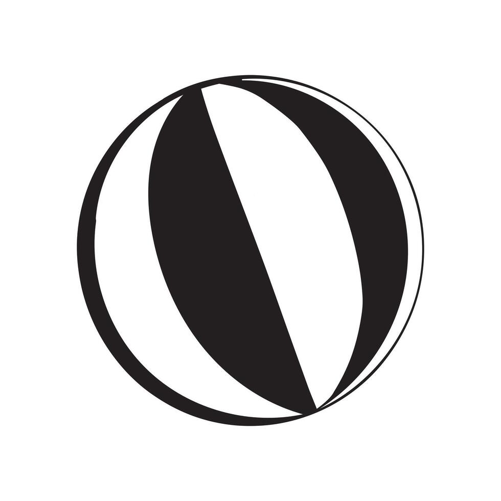 Beach Ball Outline Illustration in black and white vector