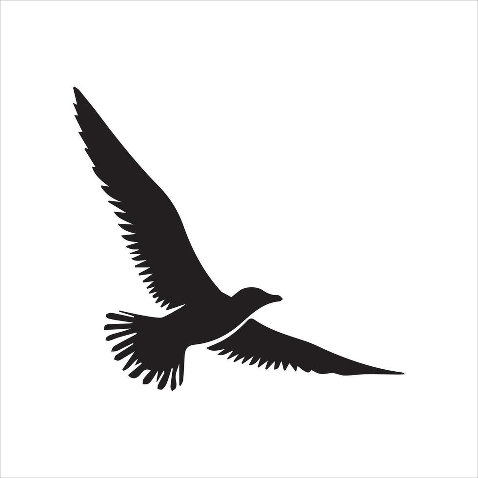 seagull silhouette - seagull flying Outline Illustration in black and white vector
