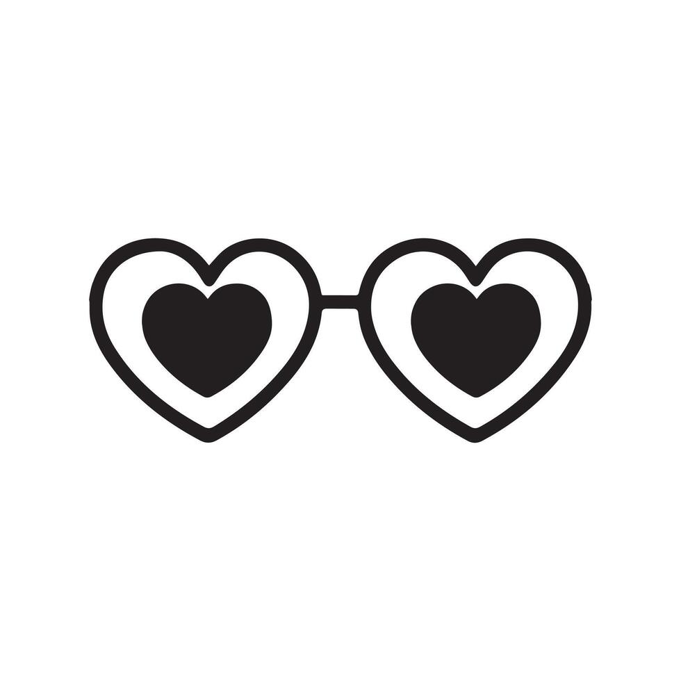 heart Sunglasses Illustration in black and white vector