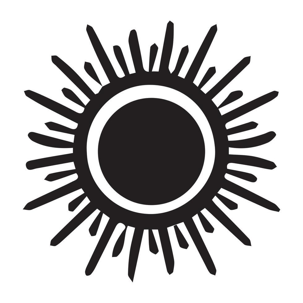 Sun Outline Illustration in black and white vector