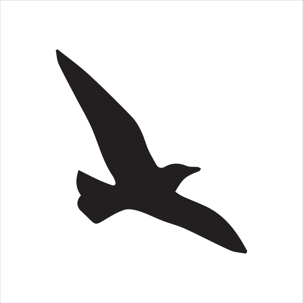 seagull silhouette - seagull flying Outline Illustration in black and white vector