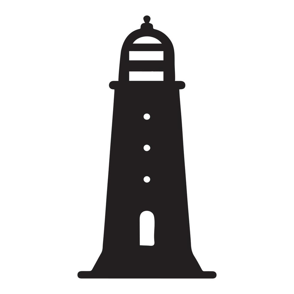 Lighthouse silhouette - Lighthouse Outline Illustration in black and vector