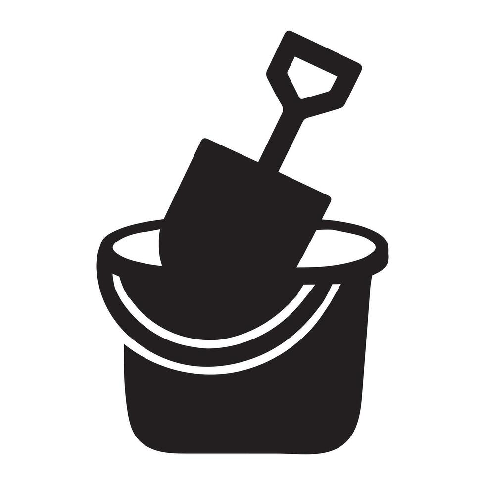 Black Beach Bucket and Shovel illustration vector