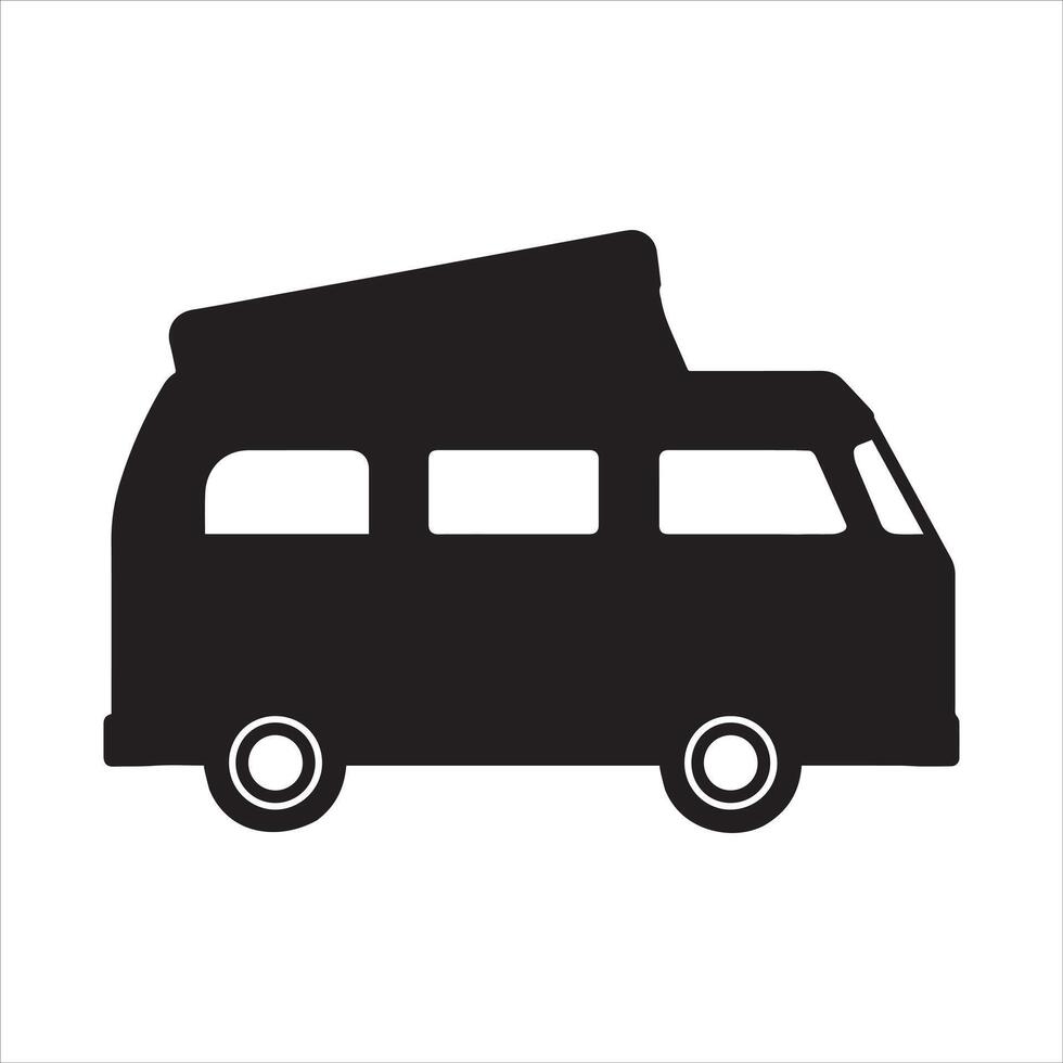 Camper Van silhouette - Camper Van Outline Illustration in black and white vector