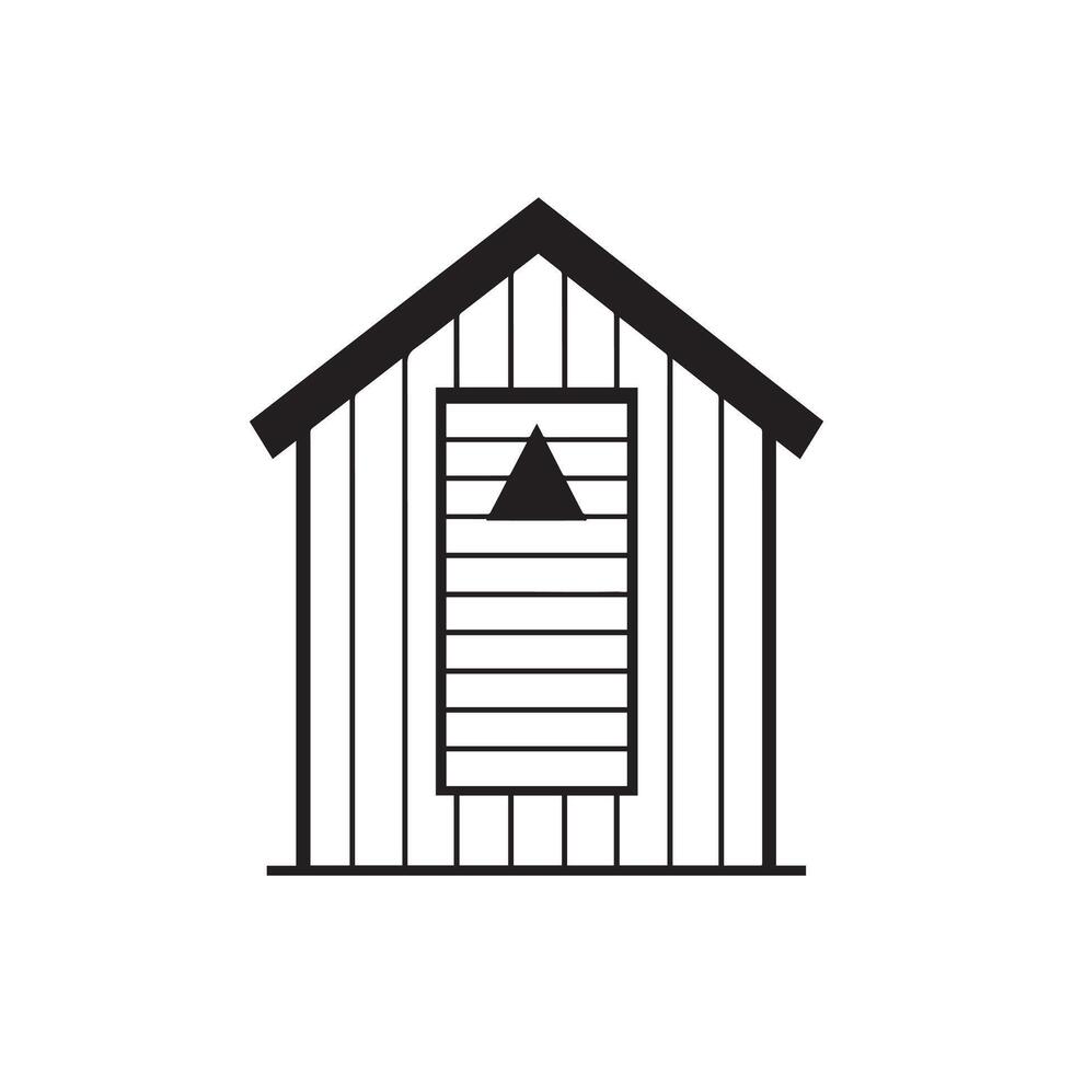 sea beach hut Outline Illustration in black and white vector