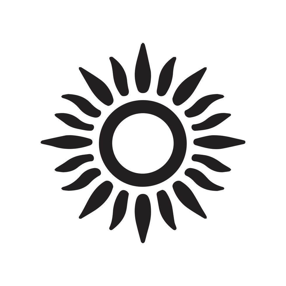 Sun Outline Illustration in black and white vector