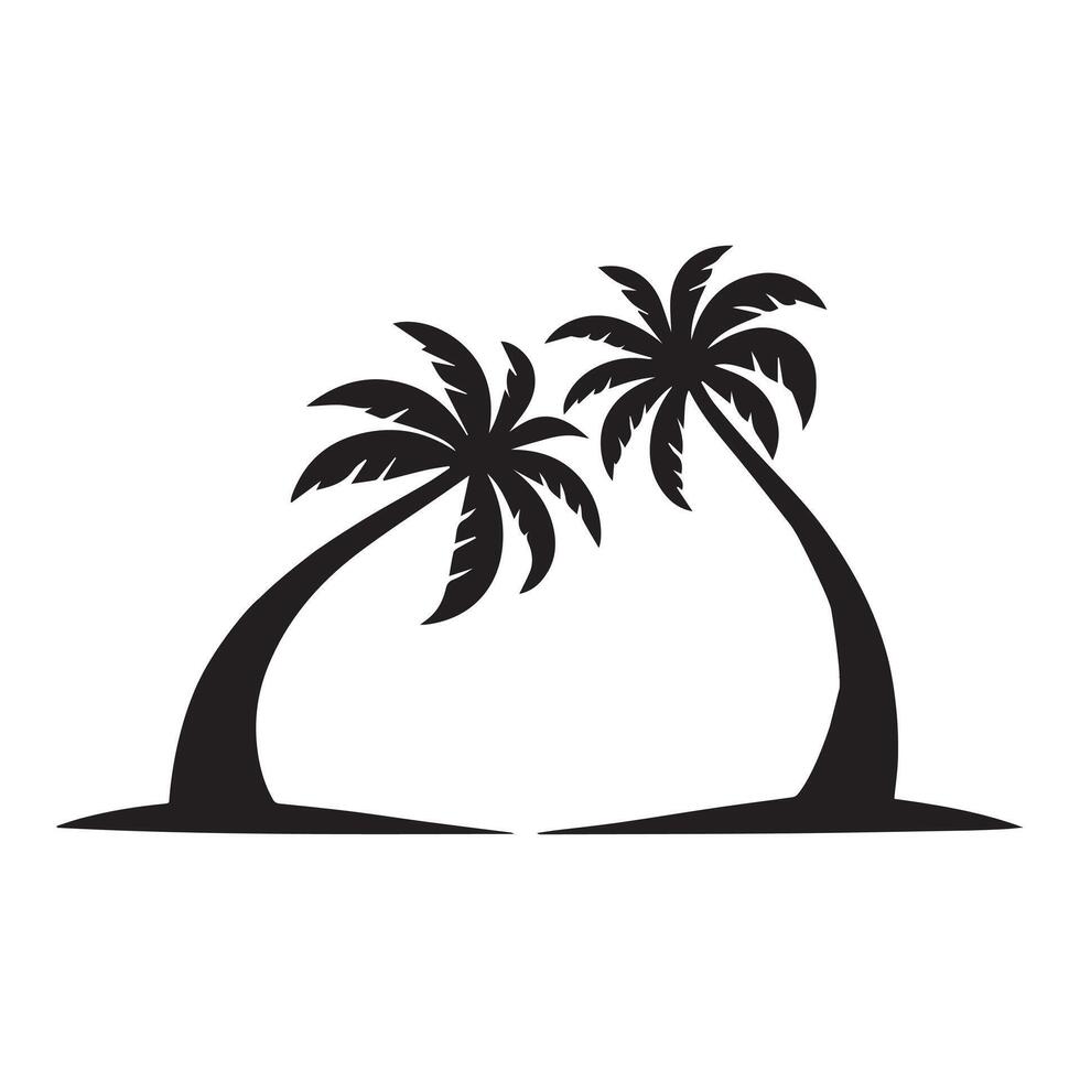 Palm silhouette - Palm Tree Outline Illustration in black and white vector