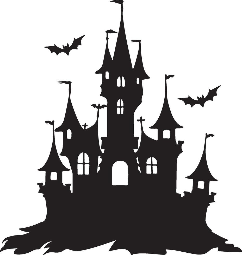 Halloween Castle Silhouette Illustration White Background vector