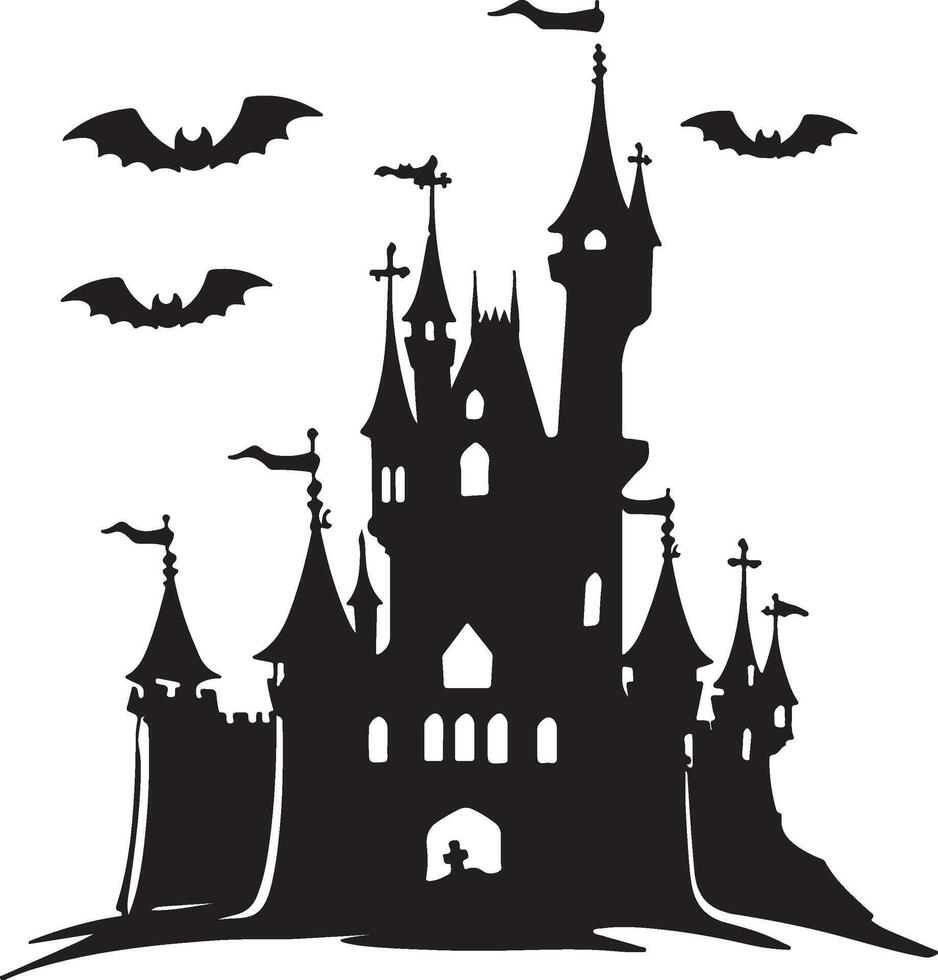 Halloween Castle Silhouette Illustration White Background vector