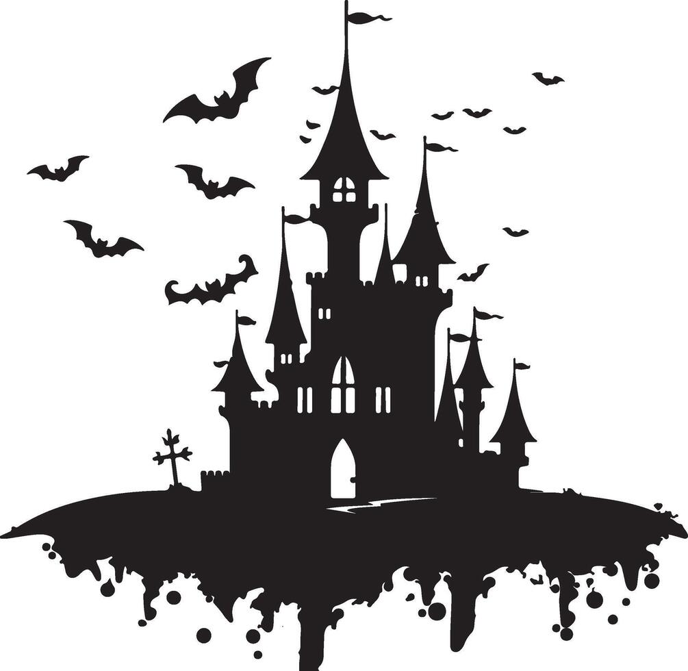 Halloween Castle Silhouette Illustration White Background vector