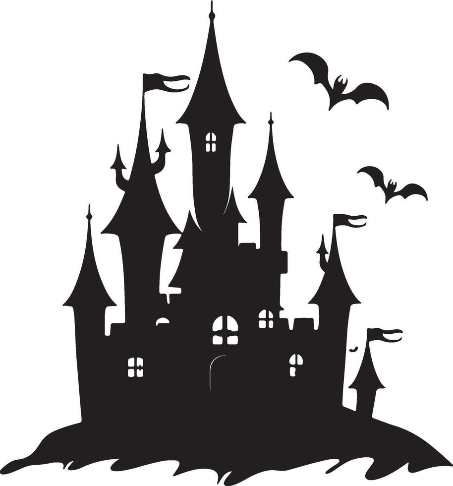 Halloween Castle Silhouette Illustration White Background vector