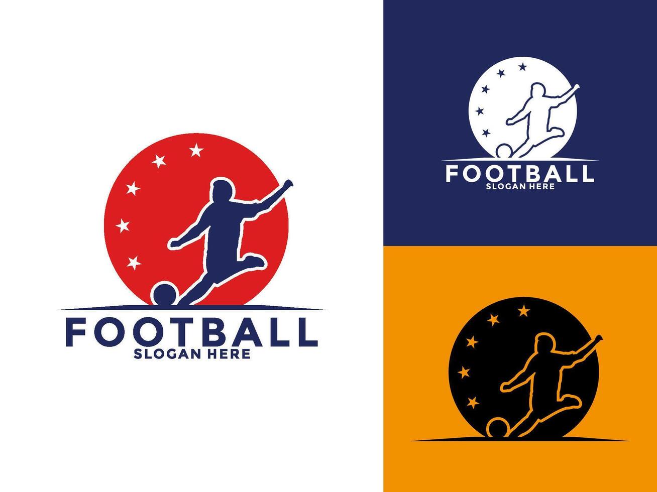 soccer football logo , soccer football with player and ball logo design template vector