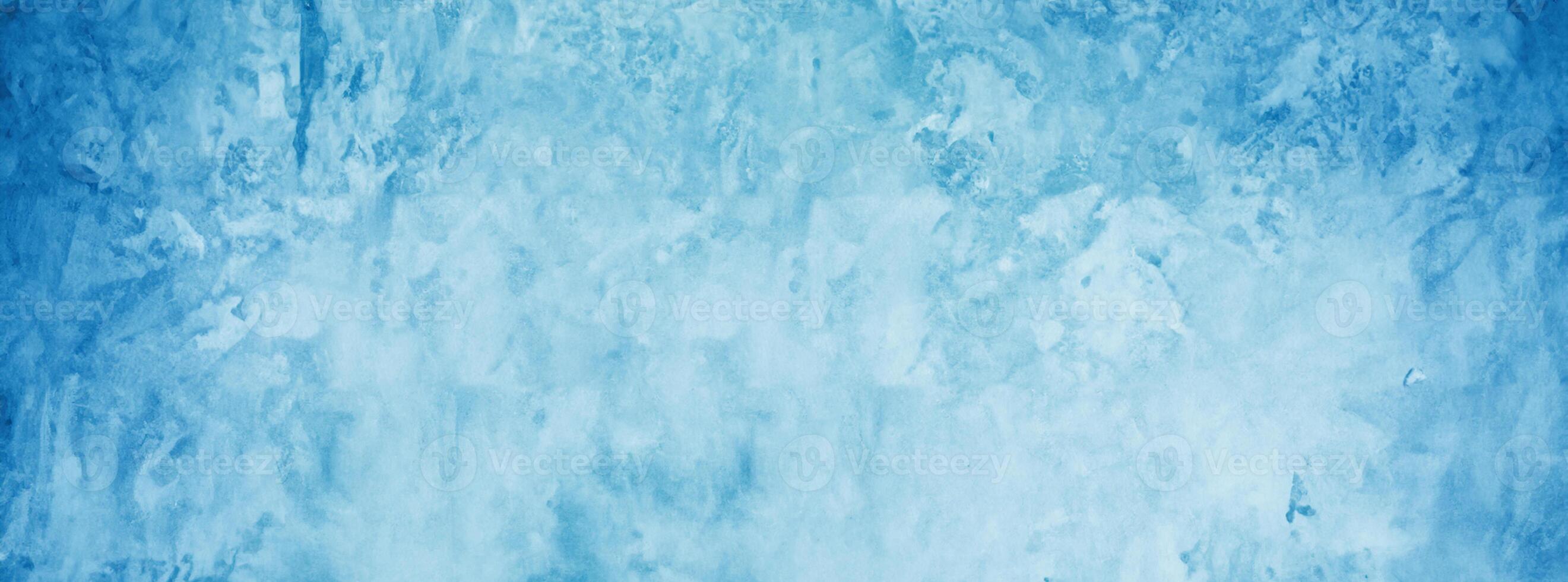 Horizontal Blank Concrete Wall with Blue Cement and Grunge Texture Background photo