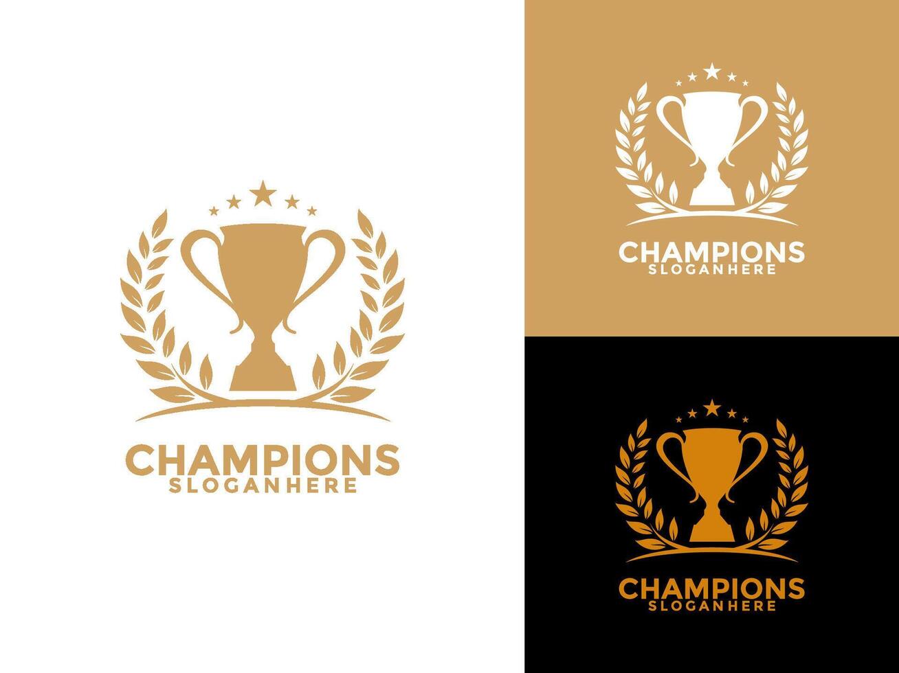 Trophy with start logo icon design template flat illustration, Award Winner logo design template vector