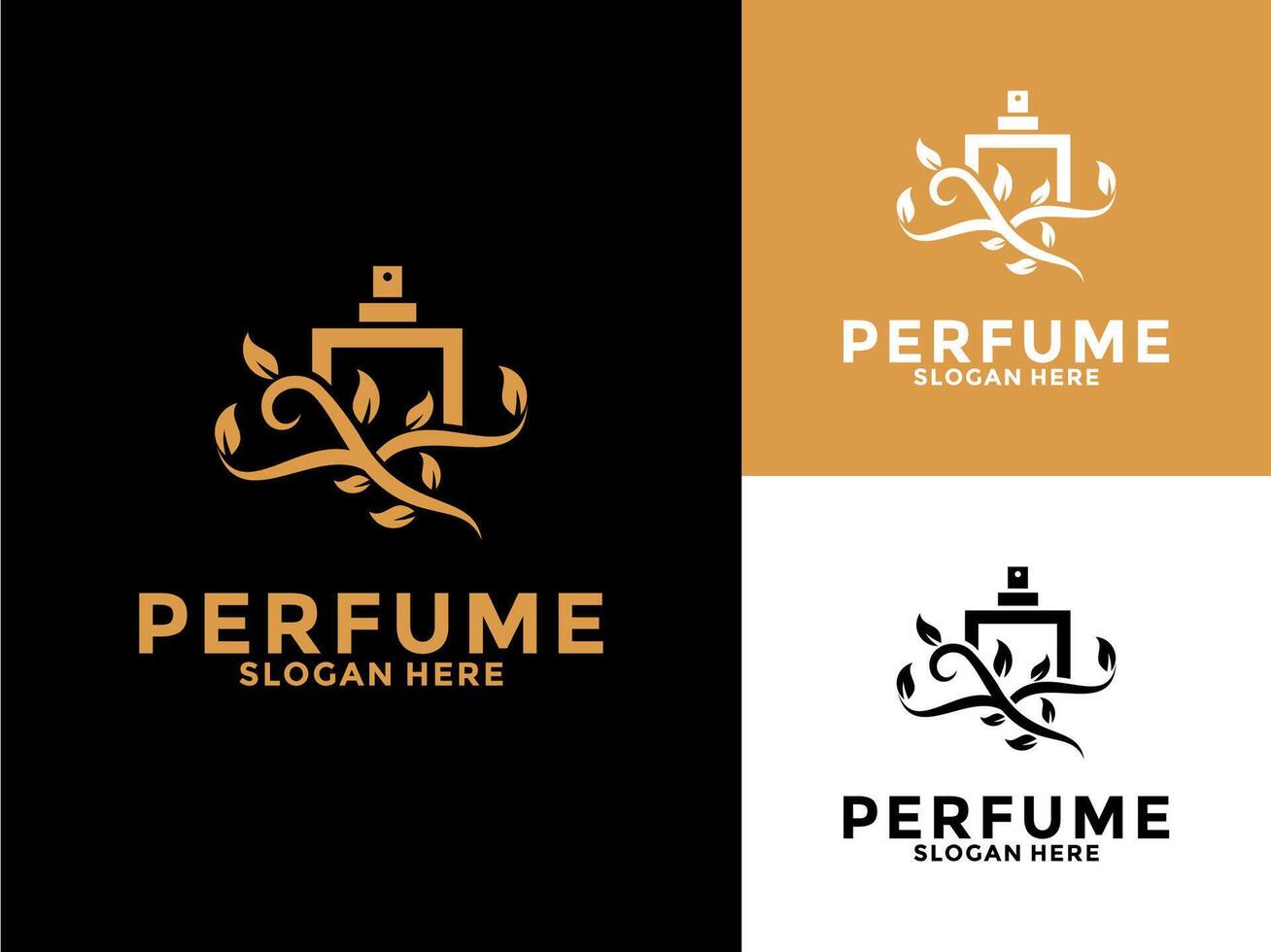 A classical bottle of perfume logo.floral design concept. vector