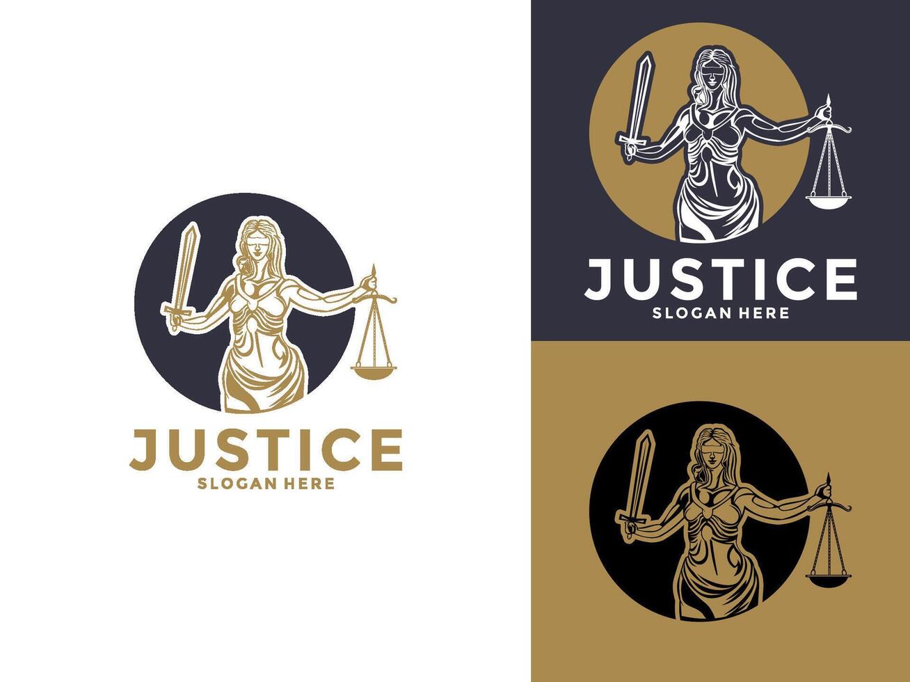 Lady Law Icon , Lady law with a sword of justice and weights in her hands logo template vector