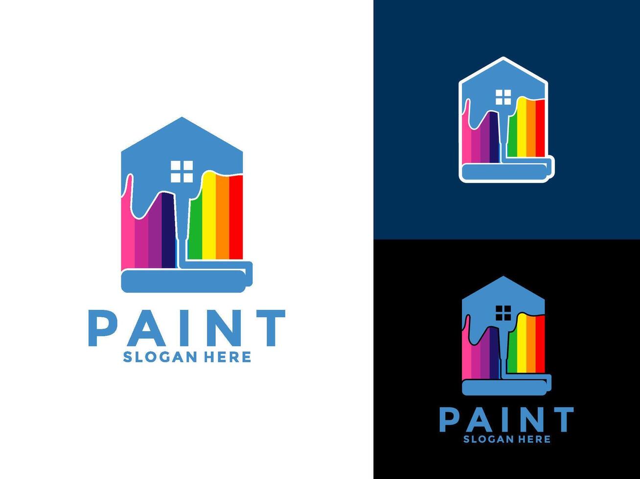 Colorful House Paint Logo Element Symbol, Paint Home Service logo design template vector