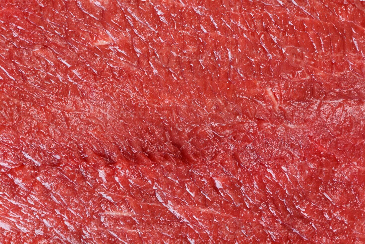 Close-up Shot of Fresh Raw Beef Meat, Detailed Macro Texture or Background photo