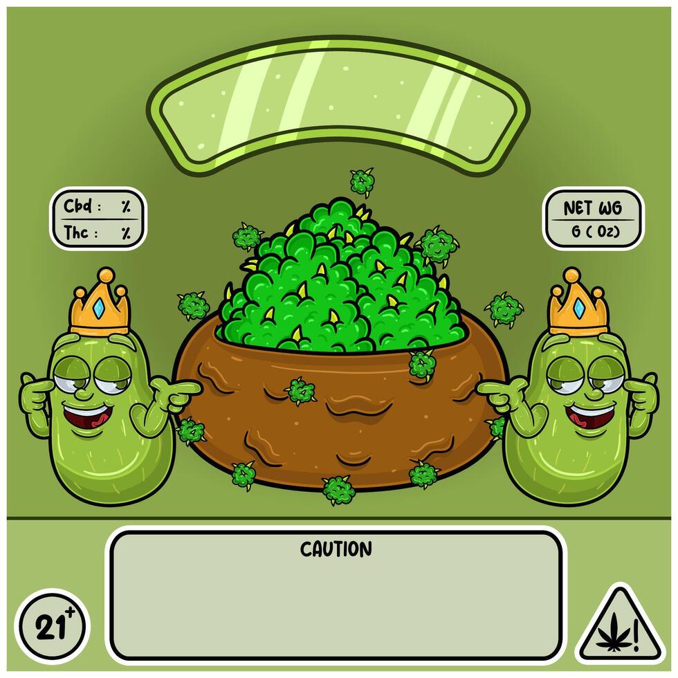 Pears Strain with Weedbud in cartoon style. Weed Design For Logo, Label and Packaging Product. vector