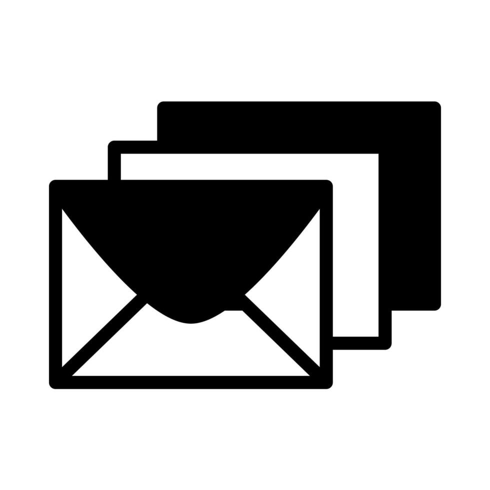 Envelope icon or logo illustration outline black filled style vector