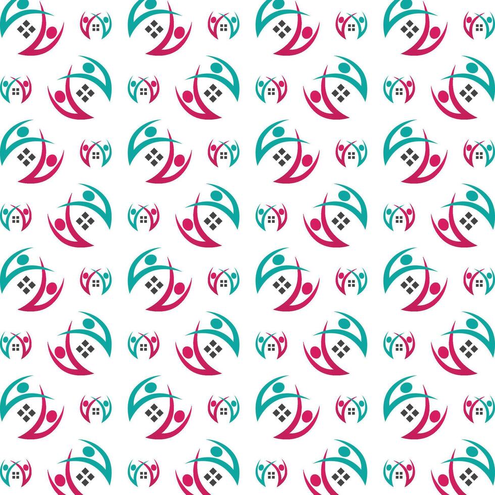 Human character operable trendy multicolor repeating illustration design vector