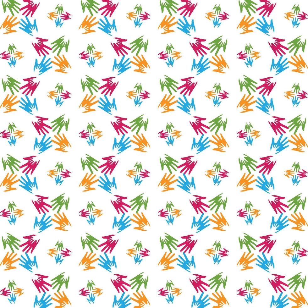 Team hand stellar trendy multicolor repeating illustration design vector