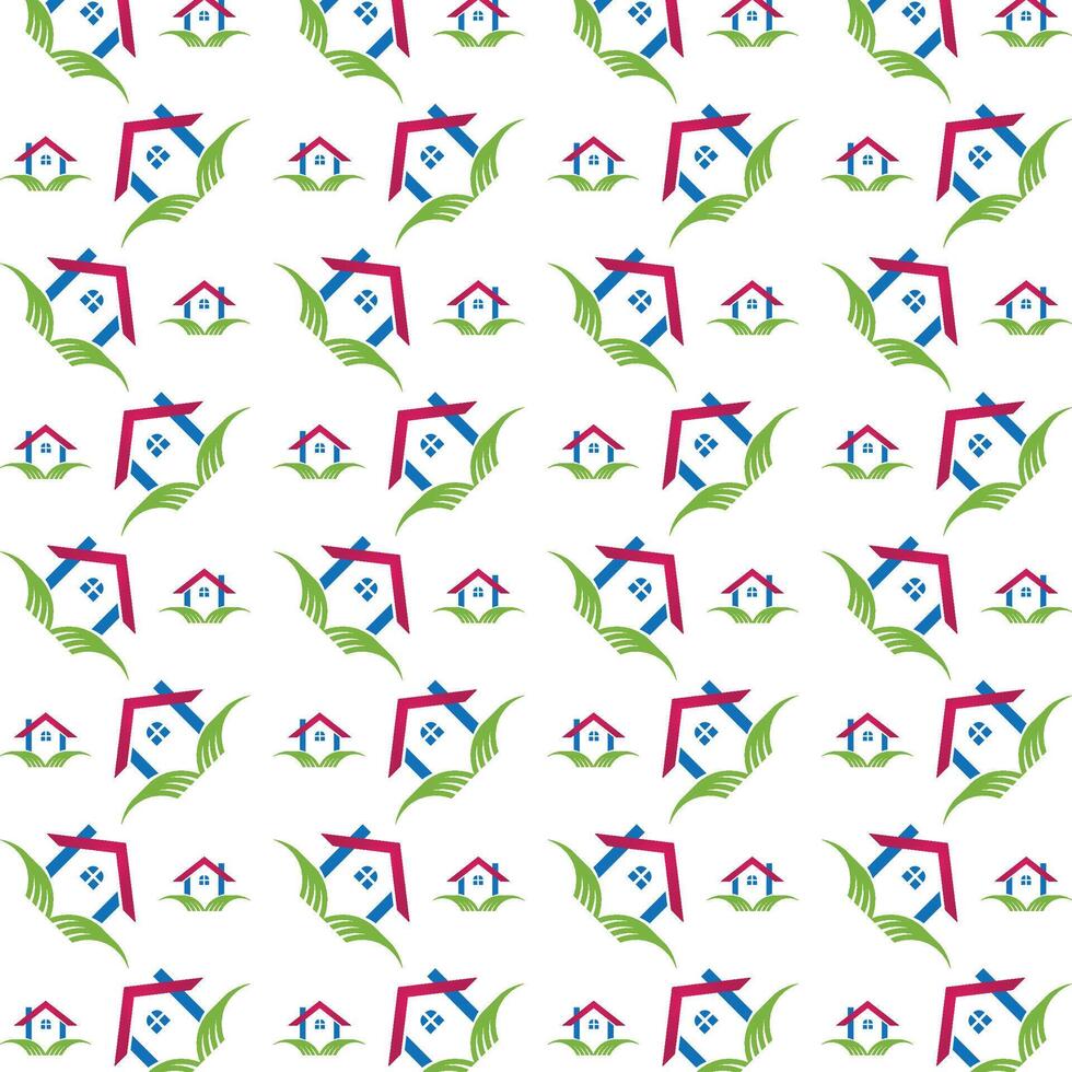 House stellar trendy multicolor repeating illustration design vector