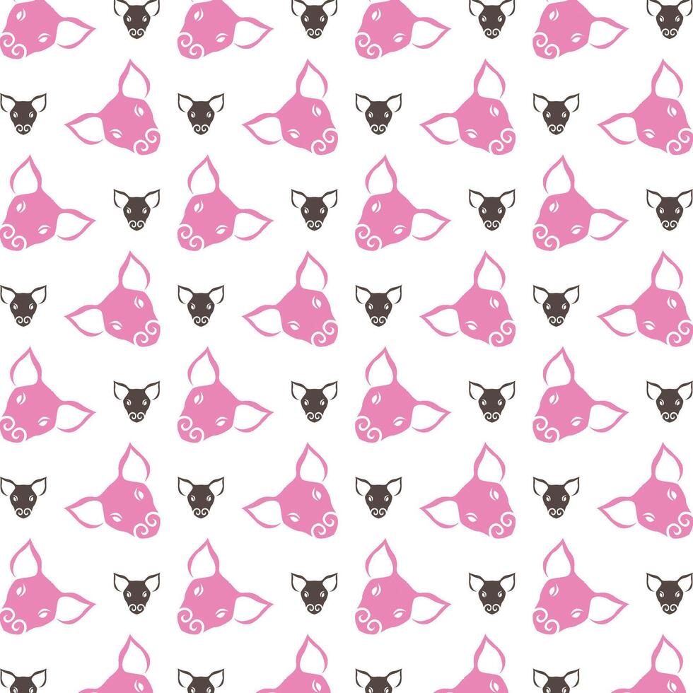 Pig face operable trendy multicolor repeating illustration design vector