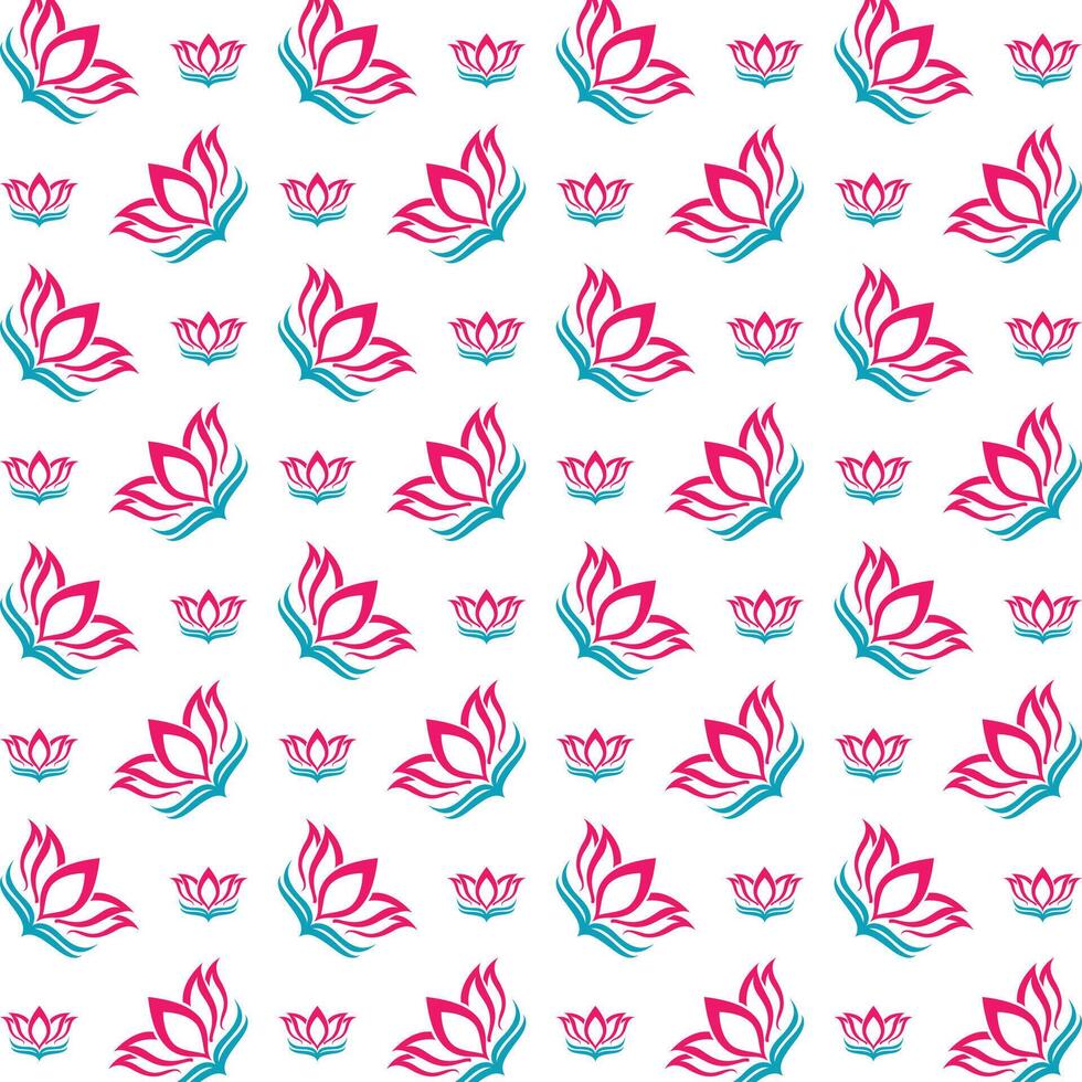 Lotus operable trendy multicolor repeating illustration design vector