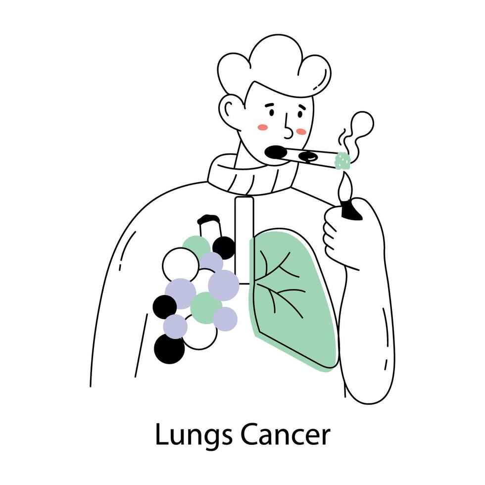 Trendy Lungs Cancer vector