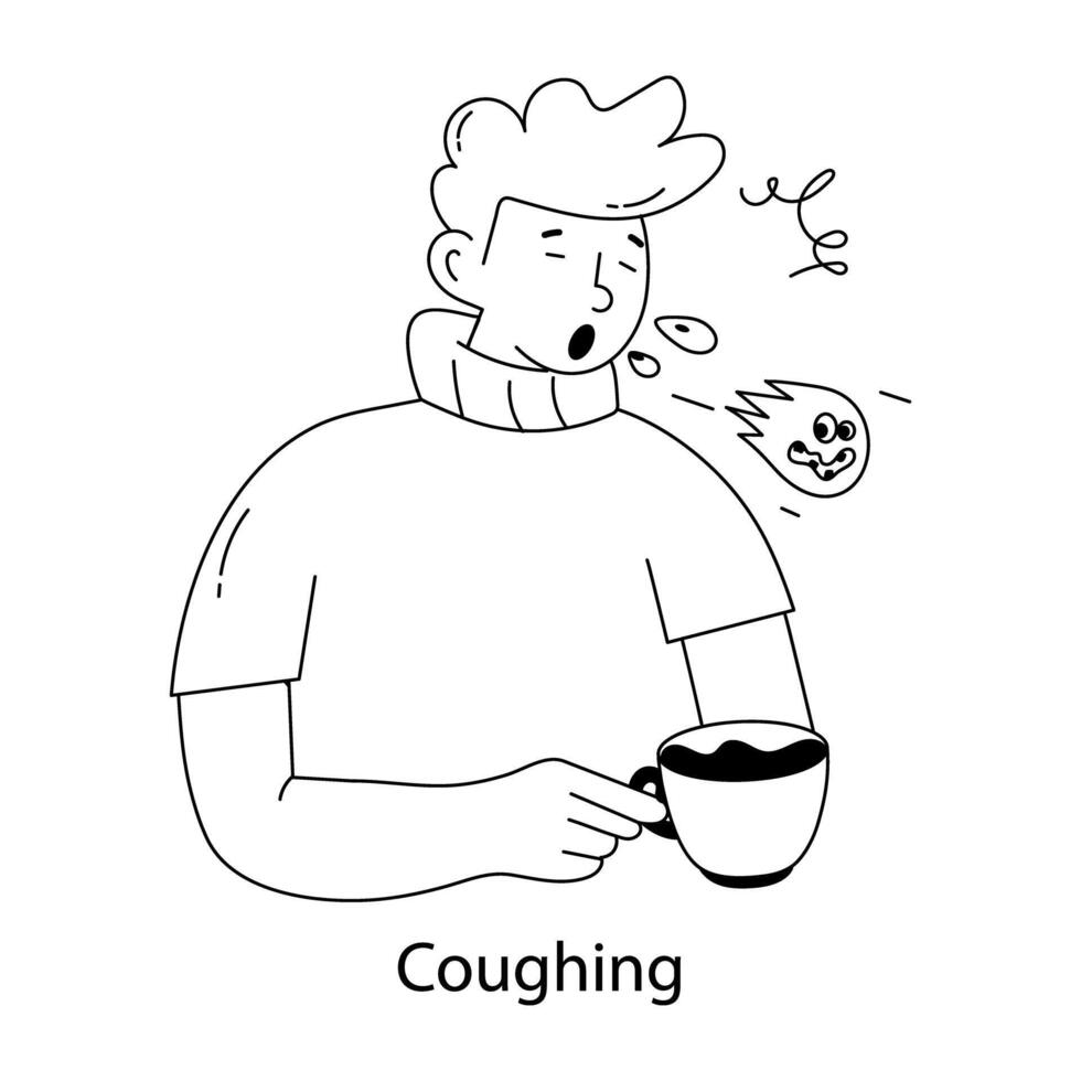 Trendy Coughing Concepts vector
