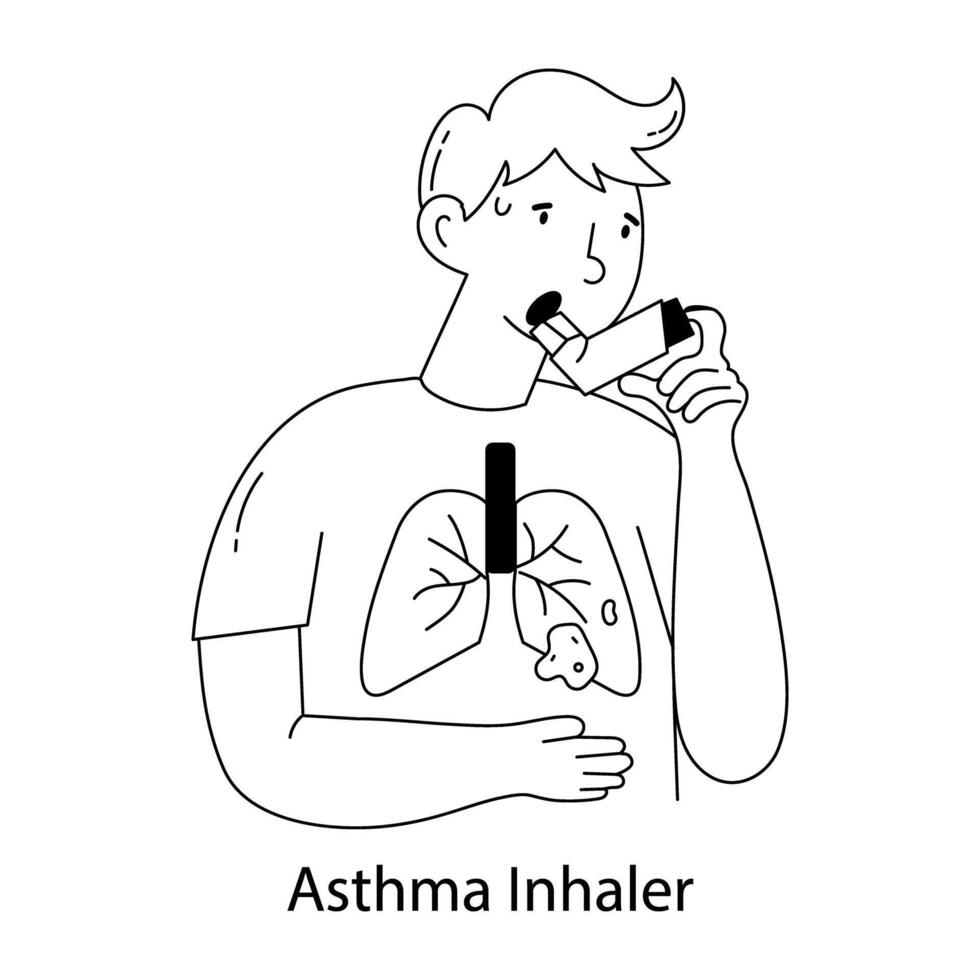 Trendy Asthma Inhaler vector