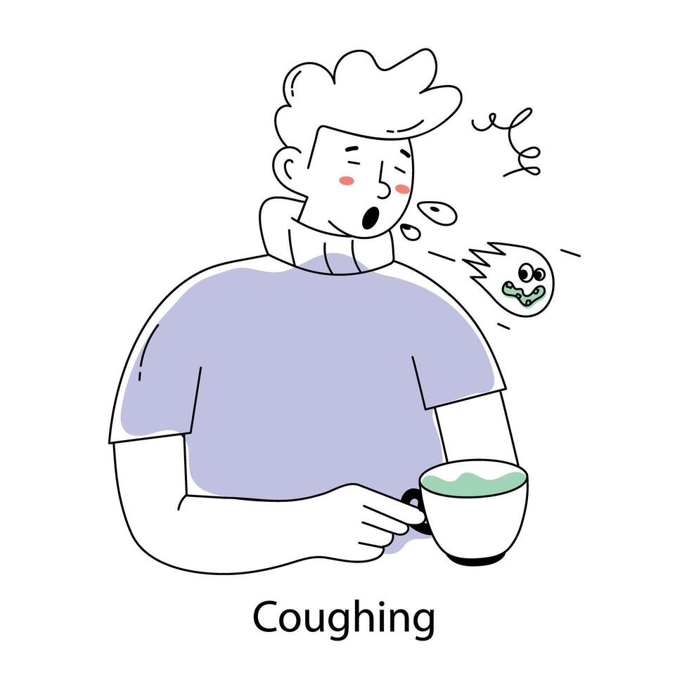 Trendy Coughing Concepts vector