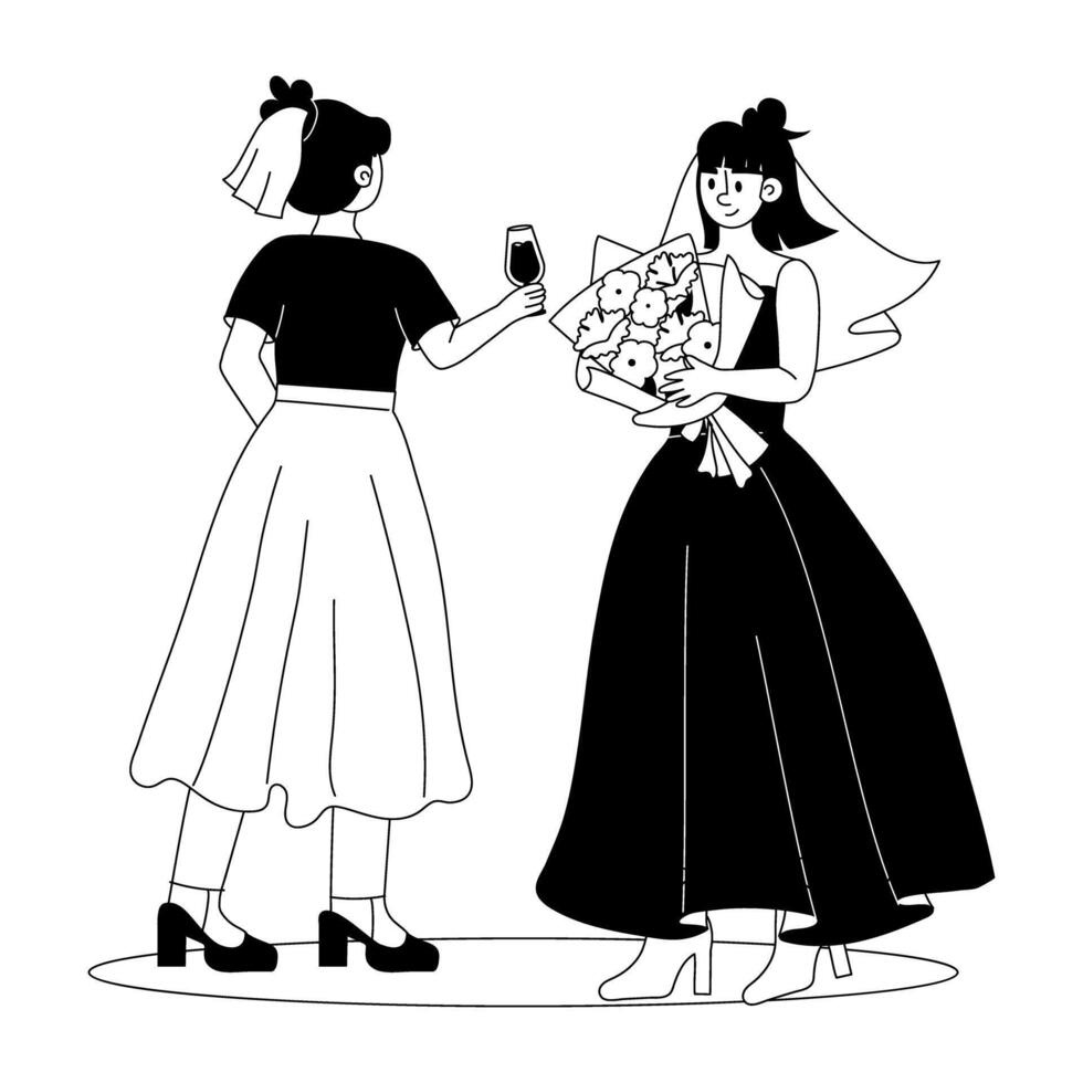 Trendy Multicultural Wedding vector